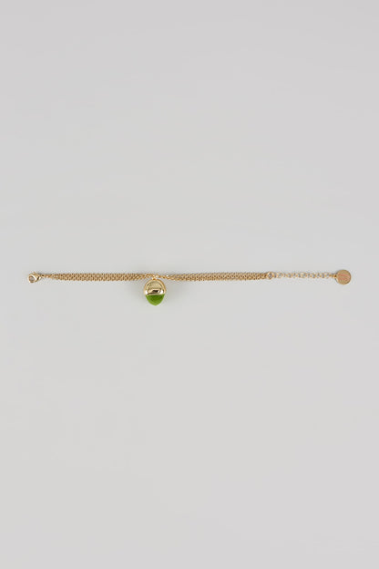 Gold Finish Green Crystal Double Strand Bracelet
