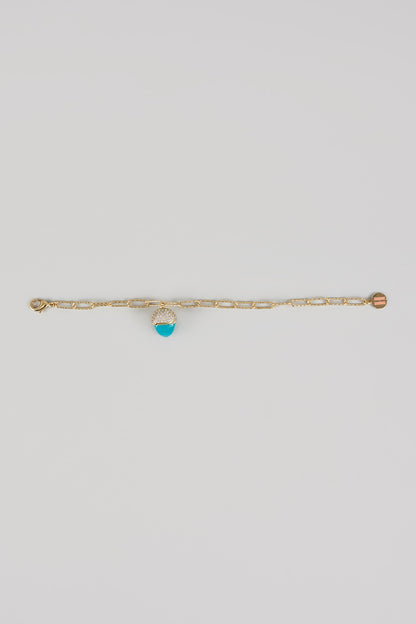 Gold Finish Green Crystal & Cubic Zirconia Bracelet