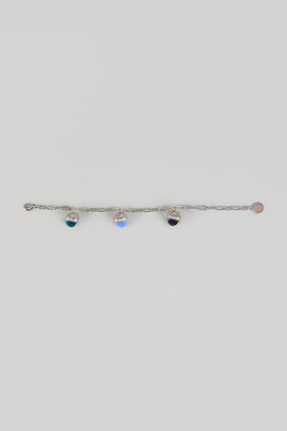 White Finish Multi-Colored Crystal Pendant Bracelet