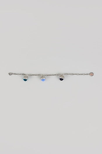 White Finish Multi-Colored Crystal Pendant Bracelet