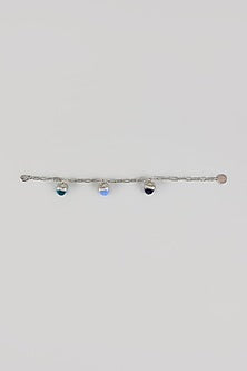 White Finish Multi-Colored Crystal Pendant Bracelet