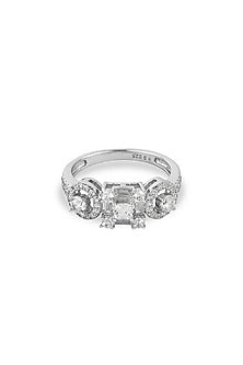 White Finish Cubic Zirconia Ring In Sterling Silver
