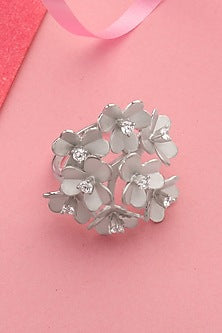 White Finish Cubic Zirconia Ring In Sterling Silver