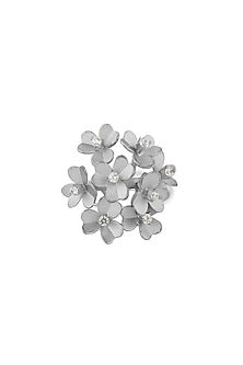 White Finish Cubic Zirconia Ring In Sterling Silver