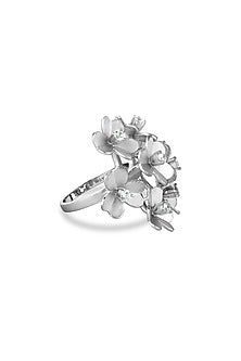 White Finish Cubic Zirconia Ring In Sterling Silver