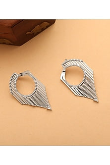 White Finish Cubic Zirconia Dangler Earrings In Sterling Silver