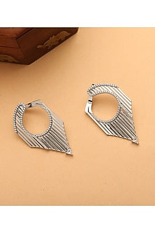 White Finish Cubic Zirconia Dangler Earrings In Sterling Silver