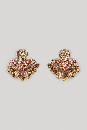 Dabka & Resham Hand Embroidered Dangler Earrings
