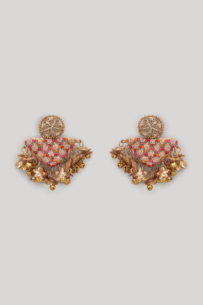 Dabka & Resham Hand Embroidered Dangler Earrings