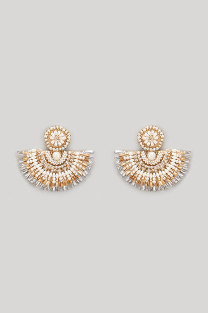 Pearl & Gota Hand Embroidered Dangler Earrings