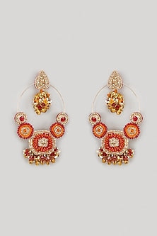 Red & Orange Beaded Dangler Earrings