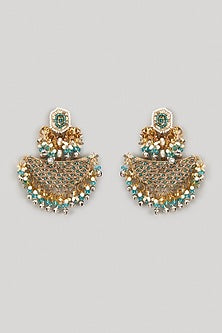 Blue Beaded Hand Embroidered Dangler Earrings