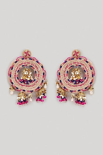 Dabka & Floral Tassel Hand Embroidered Dangler Earrings