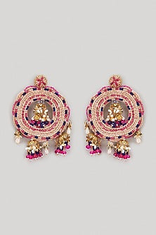 Dabka & Floral Tassel Hand Embroidered Dangler Earrings