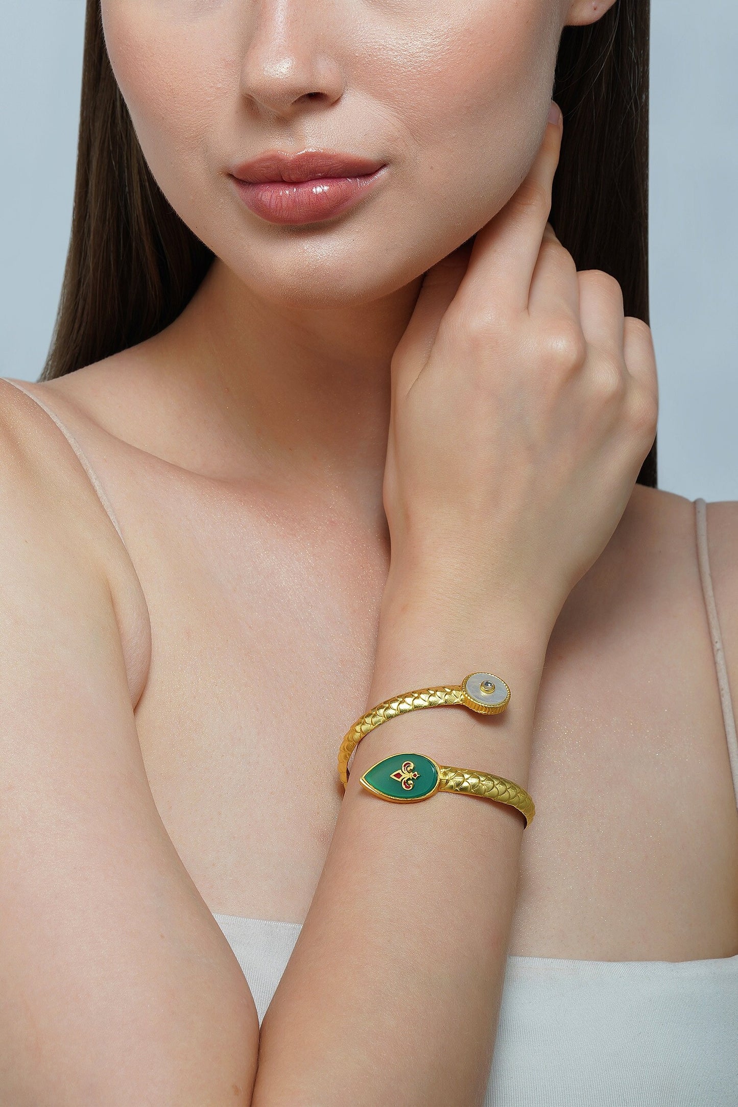 Onyx & Stone Embellished Bracelet 