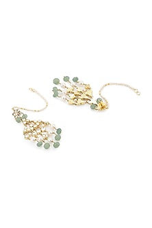 Gold Finish Kundan Polki & Jade Onyx Stone Kundankari Dangler Earrings