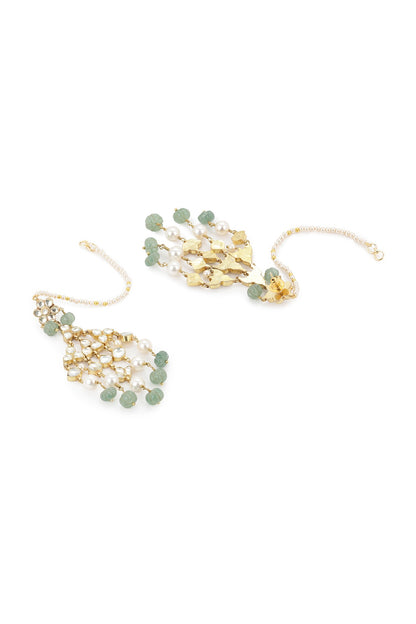 Gold Finish Kundan Polki & Jade Onyx Stone Kundankari Dangler Earrings
