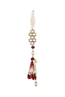 Gold Finish Kundan Polki & Pearl Meenakari Bracelet
