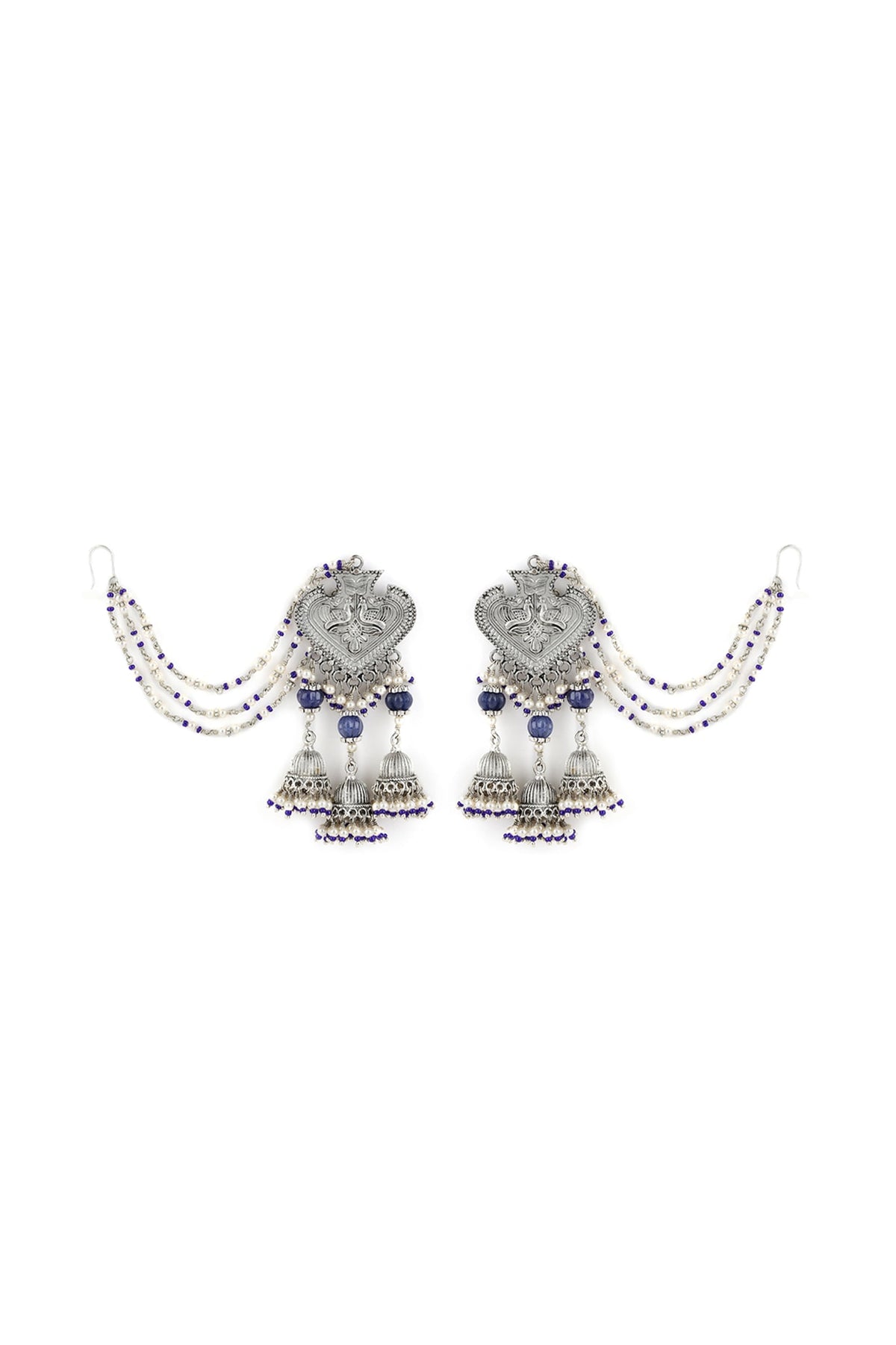 White Finish Kundan Polki & Onyx Stone Dangler Earrings