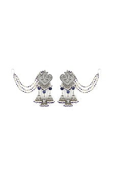 White Finish Kundan Polki & Onyx Stone Dangler Earrings