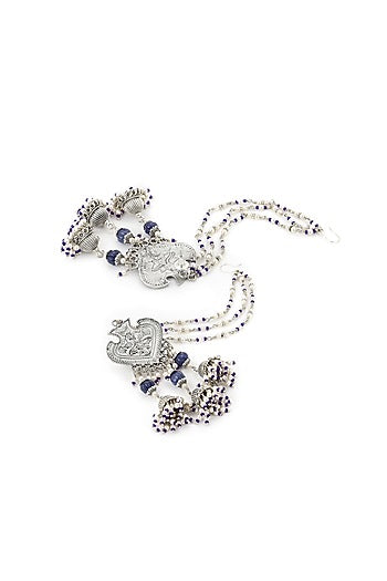 White Finish Kundan Polki & Onyx Stone Dangler Earrings