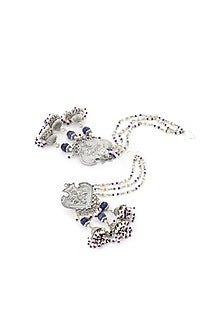 White Finish Kundan Polki & Onyx Stone Dangler Earrings