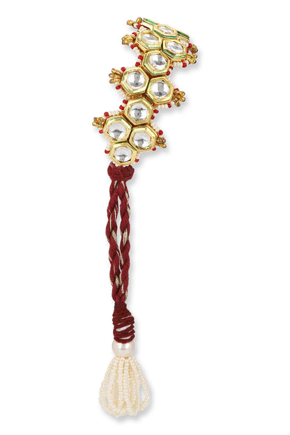 Gold Finish Kundan Polki Meenakari Bracelet
