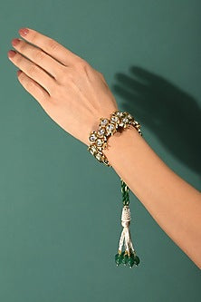 Gold Finish Kundan Polki Meenakari Bracelet