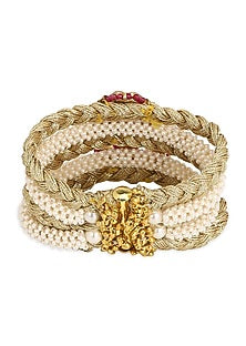 Gold Finish Kundan Polki Bracelet