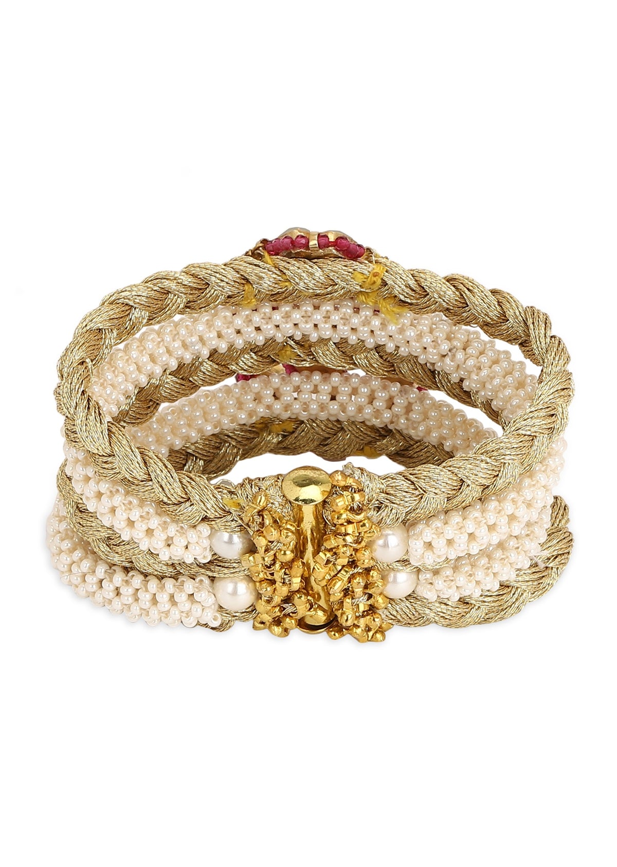 Gold Finish Kundan Polki Bracelet