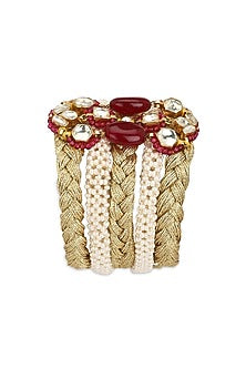 Gold Finish Kundan Polki Bracelet