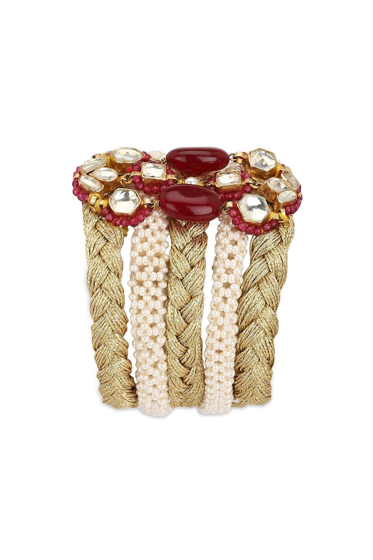 Gold Finish Kundan Polki Bracelet