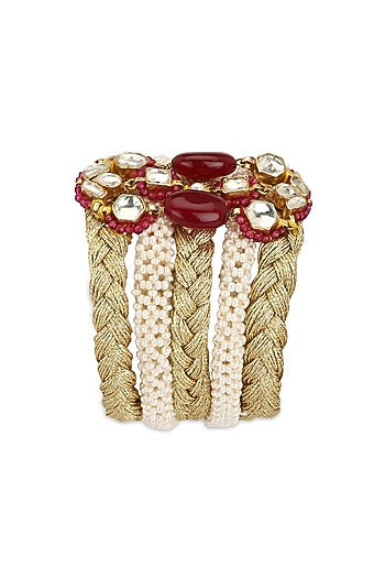 Gold Finish Kundan Polki Bracelet