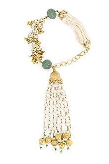 Gold Finish Bracelet With Green Stones