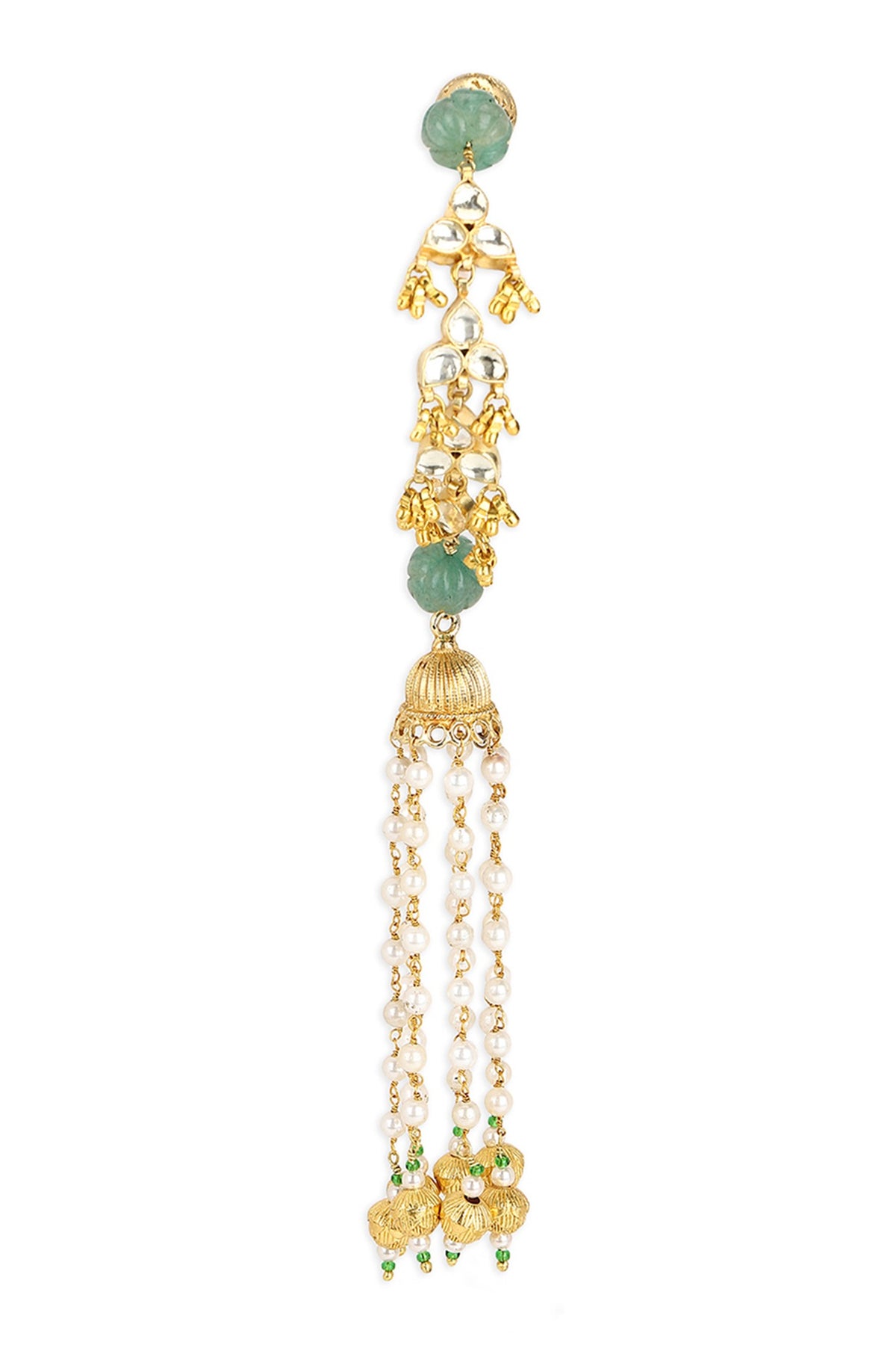 Gold Finish Bracelet With Green Stones