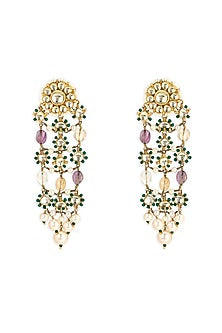 Gold Finish Pearl Dangler Earrings