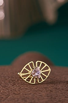 Gold Plated Rose Swarovski Crystal Adjustable Ring