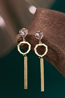 Gold Plated Rose Swarovski Crystal Dangler Earrings