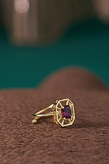 Gold Plated Amethyst Swarovski Crystal Ring