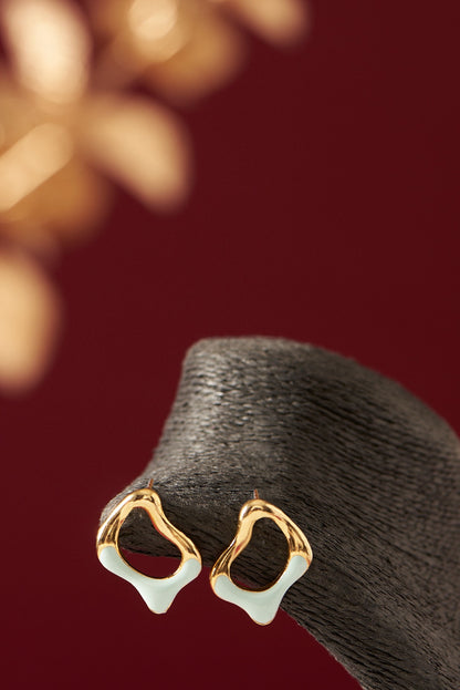 Gold Plated Handcrafted Enameled Stud Earrings