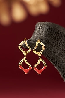 Gold Plated Handcrafted Enameled Dangler Earrings