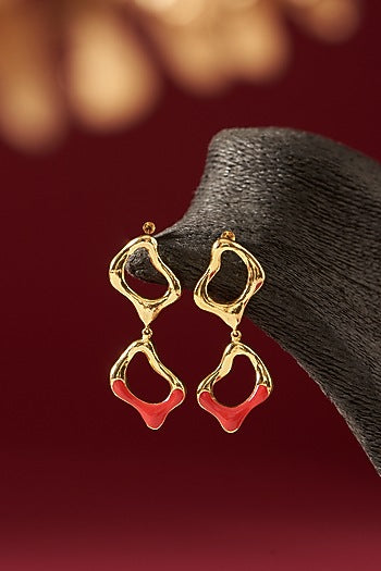 Gold Plated Handcrafted Enameled Dangler Earrings