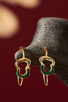 Gold Plated Handcrafted Enameled Hoop Earrings