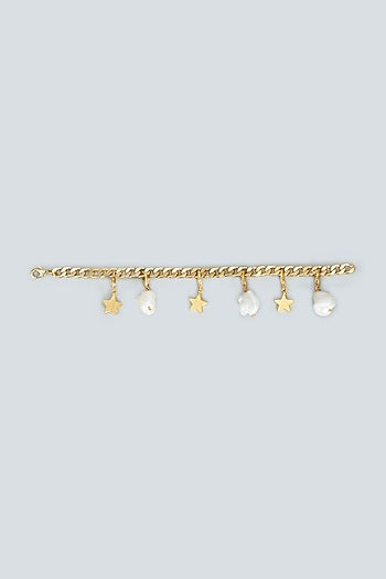 Gold Plated Baroque Pearl Charm Bracelet