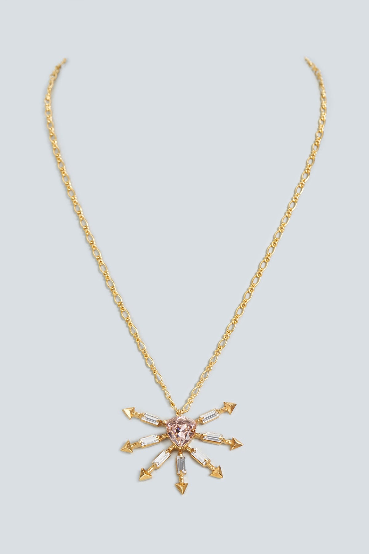 Gold Plated Baguette Swarovski Crystal Pendant Necklace