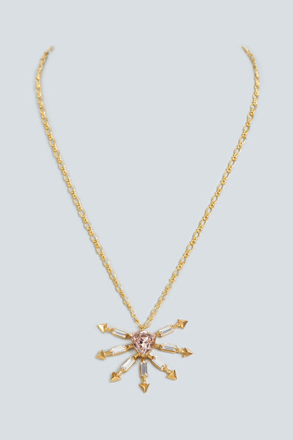 Gold Plated Baguette Swarovski Crystal Pendant Necklace
