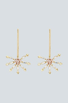 Gold Plated Baguette Swarovski Crystal Dangler Earrings
