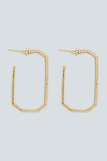 Gold Plated Textured Hoop Earrings