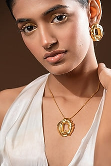 Gold Plated Handcrafted Brass Pendant Necklace