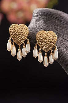 Gold Plated Pearl Bria Dangler Earrings